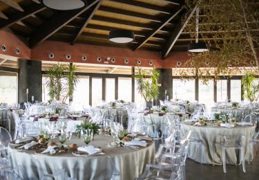 Comedor viñedos rhey en boda Zaragoza