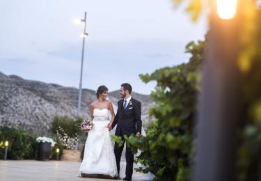 Entrada pareja durante boda en la finca